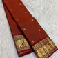 Semmann Terracotta Pure Silk Kanchipuram Peacock Butta Saree with Maroon Zari Border – view 2