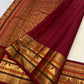 Close view of the red gold Varisaipet border against pale ivory handwoven silk