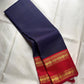 Vermilion red Rettapet border detail on deep navy Vairaoosi KanchiPattu silk saree