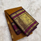 Traditional zari woven gold Kanchipuram silk saree with ornate pallu – Idam Living