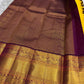 Golden Yellow Handwoven Pure Silk Kanchipuram Saree with Aubergine Korvai Border