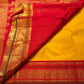 Turmeric Yellow Handwoven Pure Silk Kanjeevaram Saree with Kumkum Red Korvai Zari Border