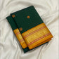 Deep Emerald Green Handwoven Pure Silk Kanjivaram Pattupet Saree with Turmeric Gold Border