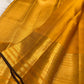 Turmeric Yellow handwoven pure silk Kanjivaram Butta saree with fine antique-gold zari buttas.