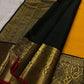 Turmeric Yellow Korvai saree gold zari butta motif detail
