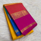 Turmeric Marigold Handwoven Pure Silk Kanchipuram Saree with Varnajaalam Multicolour Border