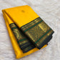 Turmeric Yellow Kanchipuram silk saree with Kamalam butta - Idam Living