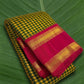 Turmeric yellow Kanchipuram pure silk saree with vetrilai green pattani kattam weave and brick red rettapet border Idam Living