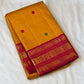 Turmeric yellow Kanjeevaram silk saree with Maanga zari border detail