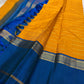 Turmeric Yellow Kanjivaram saree with horizontal gold zari Veldhari lines