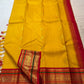 Turmeric Yellow Handwoven Pure Silk Kanjeevaram Saree with Kumkum Red Korvai Zari Border