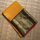 Turmeric Yellow Handwoven Pure Silk Kanjipuram Korvai Saree with Black Mayil Zari Border