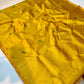 Turmeric yellow Pure Silk Chanderi saree with green floral butta