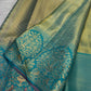 Turquoise banarasi inspired brocade kanchipuram (detail 2) – Idam Living Pure Silk Kanchipuram saree