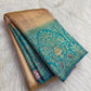 Turquoise banarasi inspired brocade kanchipuram – Idam Living Pure Silk Kanchipuram saree