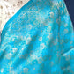 Turquoise Blue Banarasi handloom saree with Sona Rupa silver and gold zari detailing