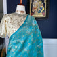 Turquoise Blue Banarasi handloom saree with silver and gold Sona Rupa zari border