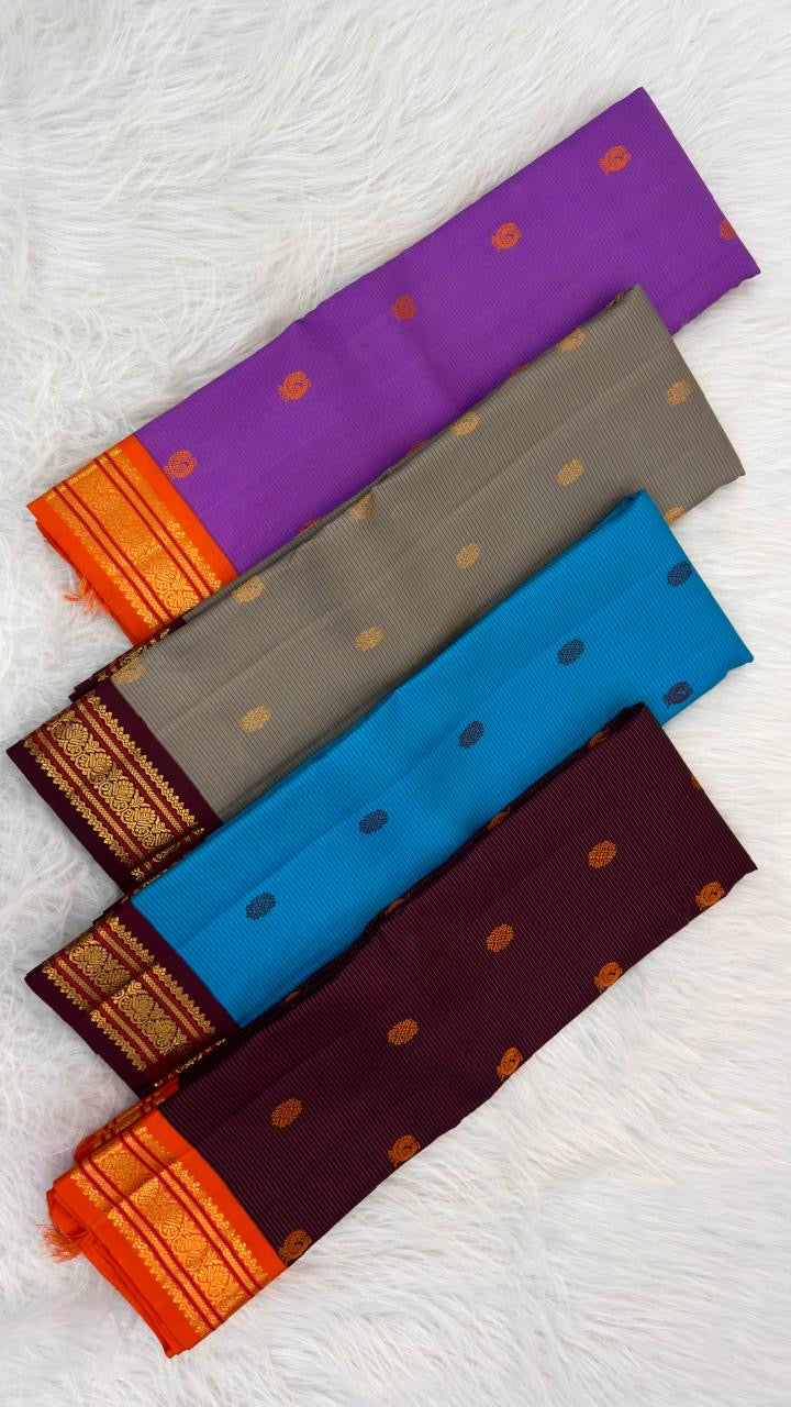 Maroon gold zari border detail on turquoise blue saree