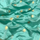 Aqua Blue Chanderi silk saree pallu showing the broad pale metallic woven field with fine textural patterning