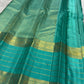 Handwoven Sea Green Varisaipet saree with layered antique-gold traditional border.