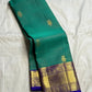 Turquoise green Pure Silk Kanjivaram Zari Kattam saree