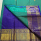 Gandaberunda butta detail on turquoise Kanchipuram silk