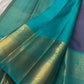 Turquoise Kanchipuram border with dense floral Kodi-Valli thanga-zari work