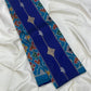Turquoise Kanchipuram saree with Pochampally ikat fusion weave and royal blue pallu — Idam Living