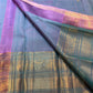 Folded Twilight Periwinkle Kanjivaram silk saree showing Gandaberunda zari butta pallu detail