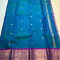 Peacock Blue pure silk Kancheepuram saree — twin peacock korvai border