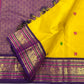 Turmeric Yellow pure silk Kanchipuram saree — two-gram zari detail