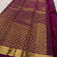 Magenta pallu with zari woven motifs and gold zari border on pure Kanchipuram silk saree, shipped from New Jersey USA
