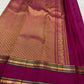 Vadamalli Magenta Handwoven Pure Silk Kanjivaram Rettapet Saree with Green-Accented Gold Zari Border