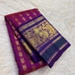 Vadamalli magenta handwoven Pure Silk Kanchipuram Butta saree with royal blue border