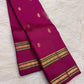 Vadamalli Magenta Handwoven Pure Silk Kanjivaram Rettapet Saree with Green-Accented Gold Zari Border