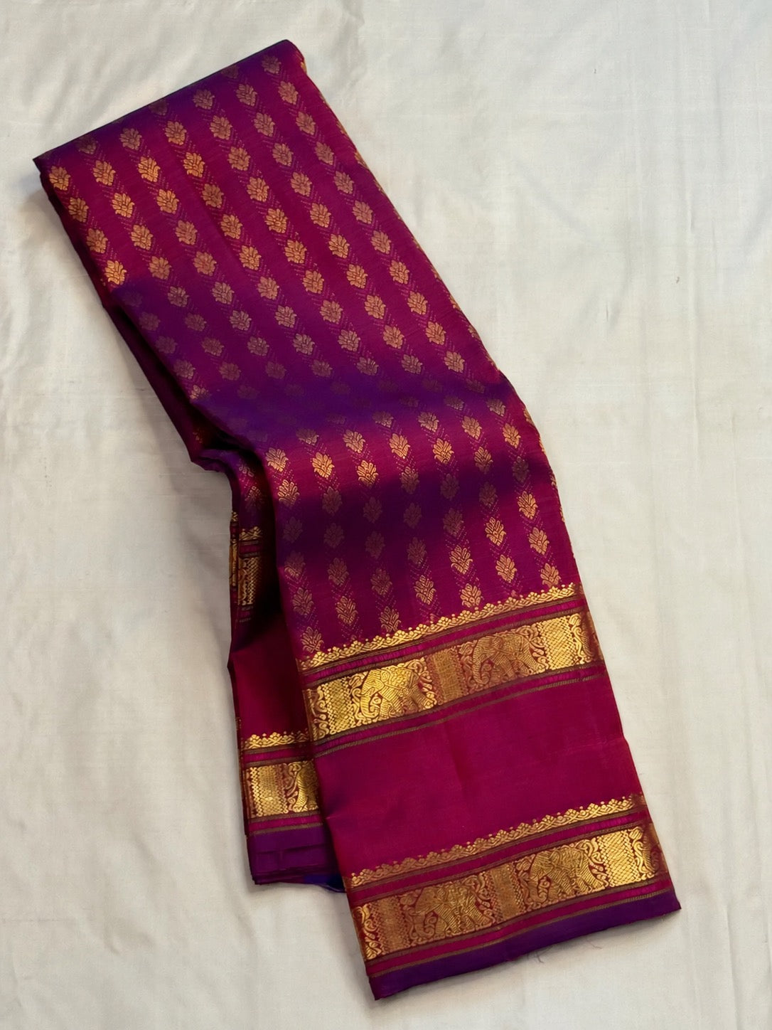 Vadamalli Pink Pure Silk Kanjeevaram Rettapet saree - Idam Living