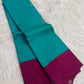 Vadamalli pink lightweight Kanjivaram silk saree with turquoise blue pallu, zari border detail
