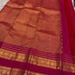 Traditional Yanai elephant border in antique gold on Pomegranate Pink Kanjivaram saree.