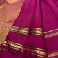 Vadamalli Magenta Handwoven Pure Silk Kanjivaram Rettapet Saree with Green-Accented Gold Zari Border