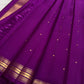 Vadamalli purple pallu woven with broad vertical classic-gold zari panels.