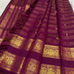 Layered Rettapet border with handwoven mayil panels on Vadamalli purple Kanjivaram silk