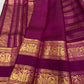 Purple Kanjivaram pallu with repeated zari bands and traditional peacock detailing