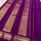 Vadamalli purple Pure Silk Kanjivaram saree with small gold zari buttas and a refined linear gold zari border.