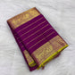 Vadamalli Purple pure silk Kanjivaram Varisaipet saree with antique-gold zari border.