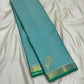 Vairaoosi Aqua Blue pure silk Kanjivaram saree draped view
