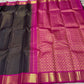 Folded view of the Kanchana Black Handwoven Pure Jari Korvai Kanjivaram Saree with Vairaoosi Kattam Body and Pink Borders.