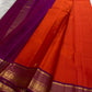 Marigold Orange and Temple Purple Handwoven Lightweight Pure Silk Kanchi Pattu Saree: view 5