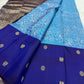 Vanasringaram handwoven Kanchipuram silk saree in royal ink blue – close-up detail