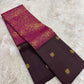 Vanasringaram handwoven Kanchipuram silk saree in dark cocoa brown – body weave detail
