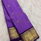 Lavender violet and antique-gold handwoven Kanjivaram silk
